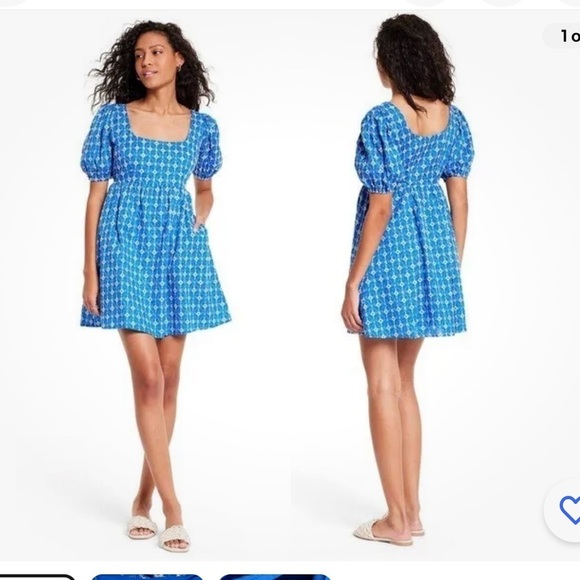 NWT Rhode x Target Eyelet Mini Dress Light Blue pockets Size L - Picture 1 of 6